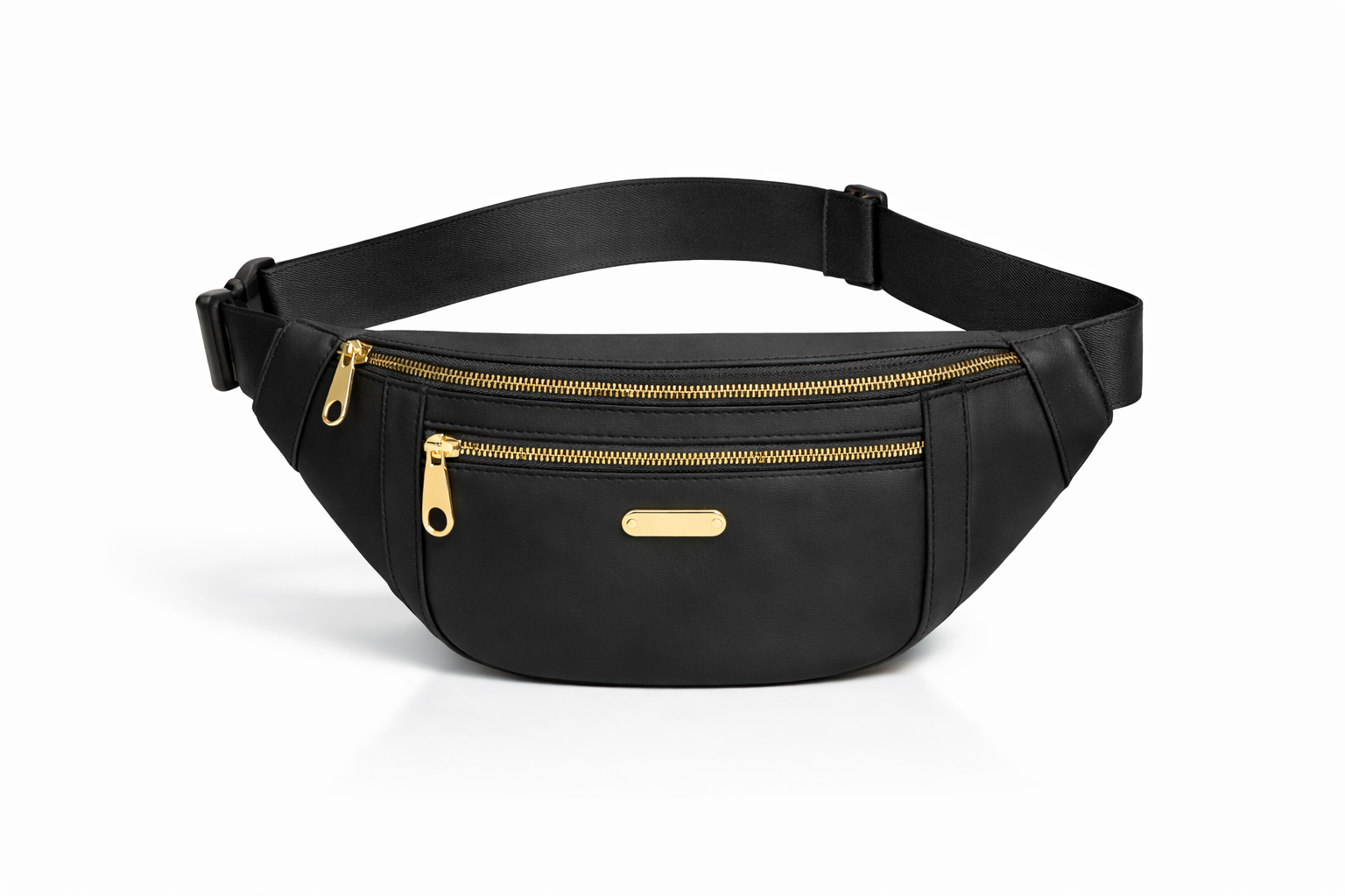 Elegant bæltetaske med gulddetaljer